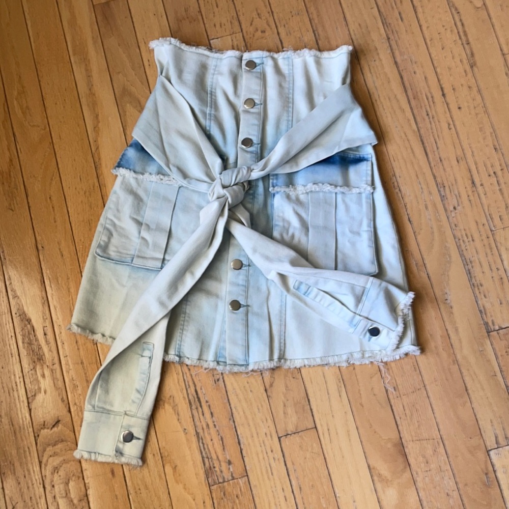 Light blue denim skirt